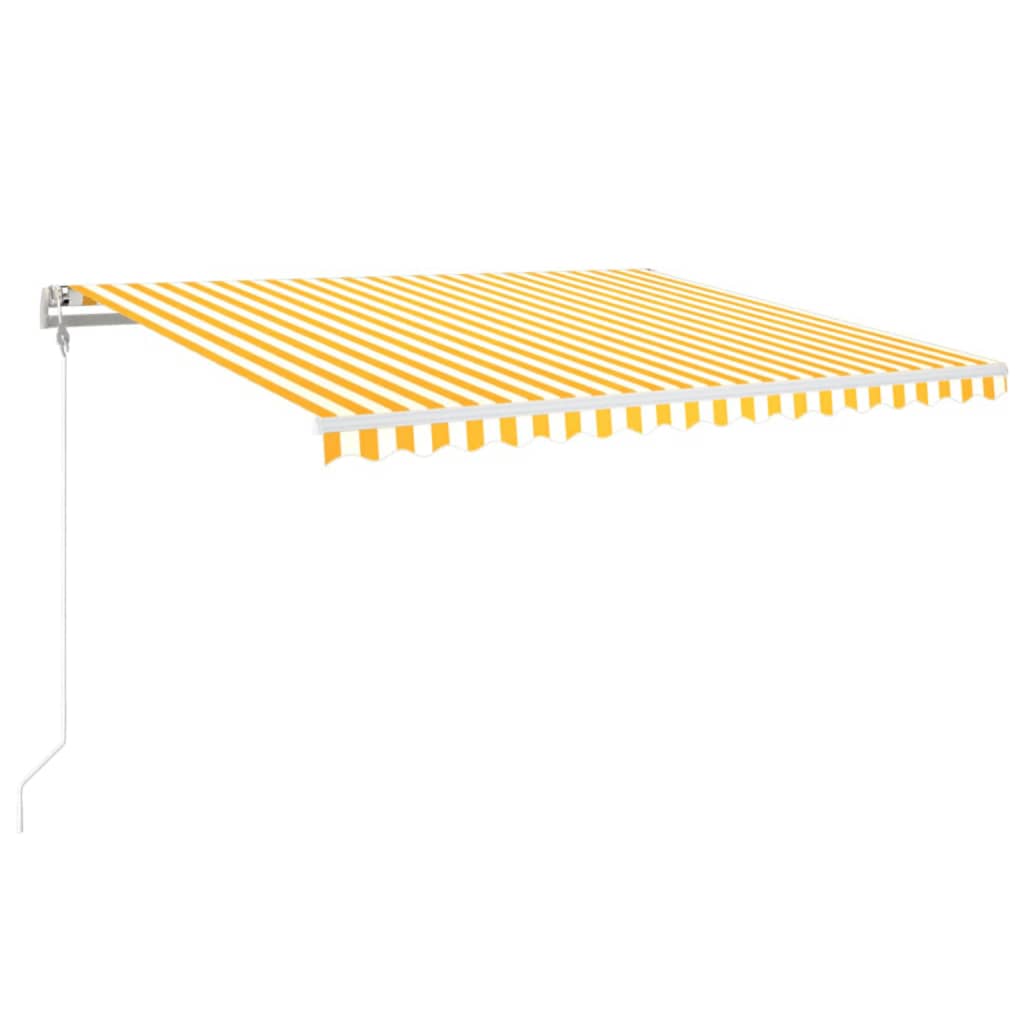vidaXL Avtomatsko zložljiva tenda 450x350 cm rumena in bela