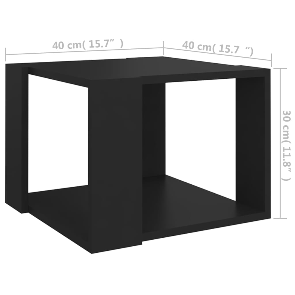 vidaXL Klubska mizica črna 40x40x30 cm konstruiran les