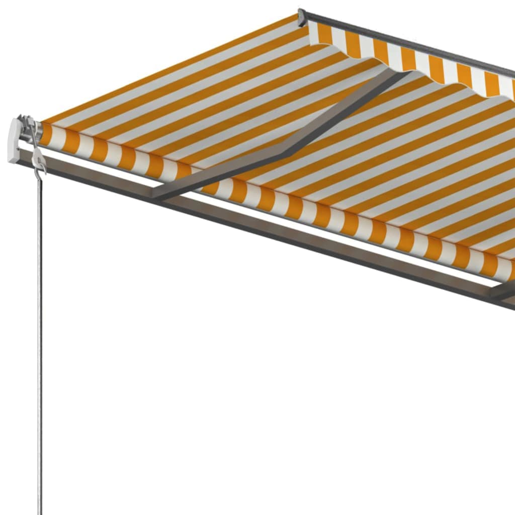 vidaXL Prostostoječa ročno zložljiva tenda 350x250 cm rumena/bela