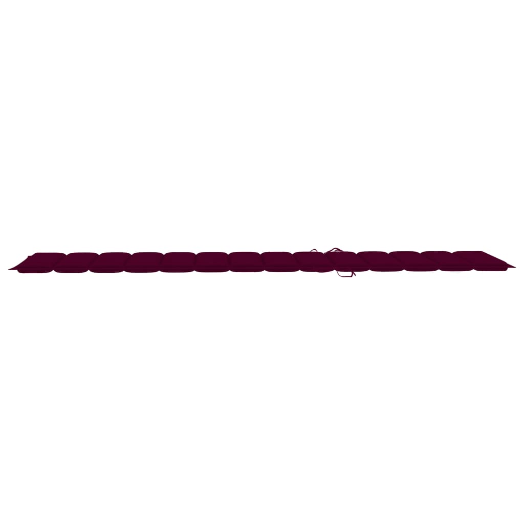 vidaXL Ležalniki 2 kosa z vinsko rdečo blazino trdna tikovina