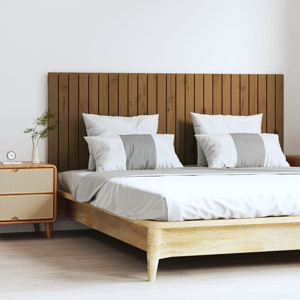 vidaXL Stensko posteljno vzglavje medeno rjavo 159,5x3x60 cm borovina