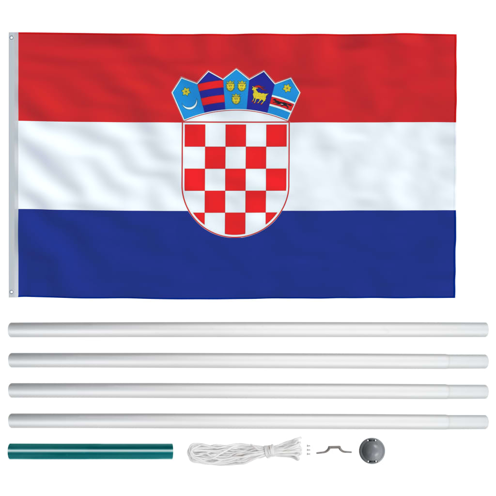 vidaXL Zastava Hrvaške in aluminijast zastavni drog 6,2 m