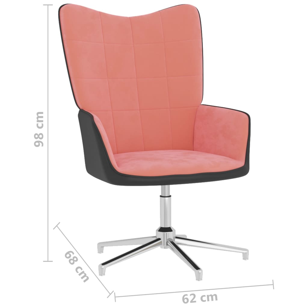 vidaXL Stol za sproščanje s stolčkom roza žamet in PVC