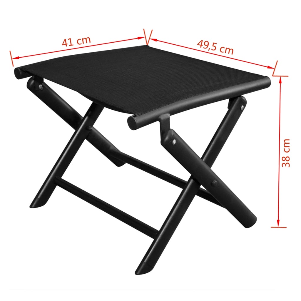 vidaXL Zložljiv stolček za noge črn aluminij in tekstil