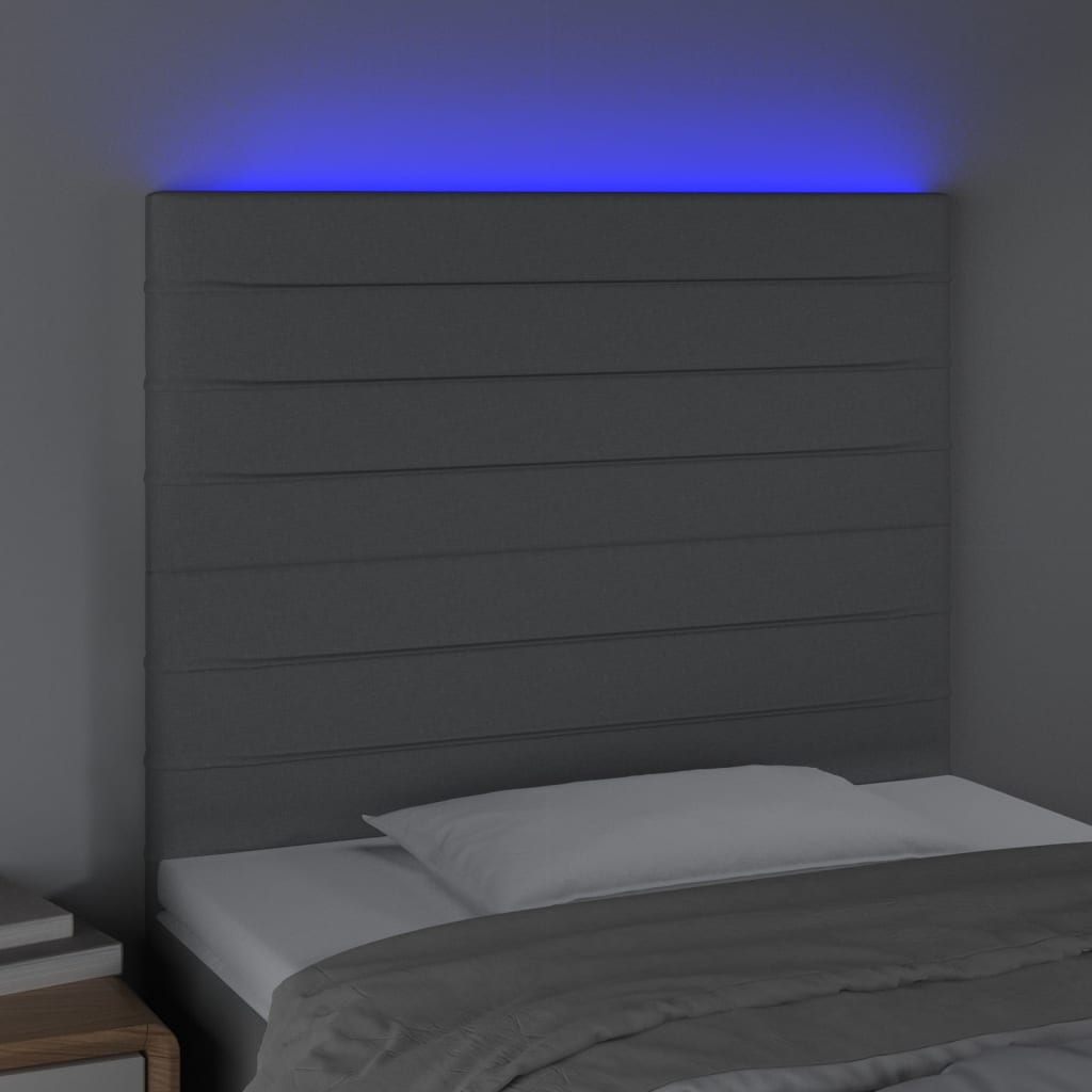 vidaXL LED posteljno vzglavje svetlo sivo 100x5x118/128 cm blago