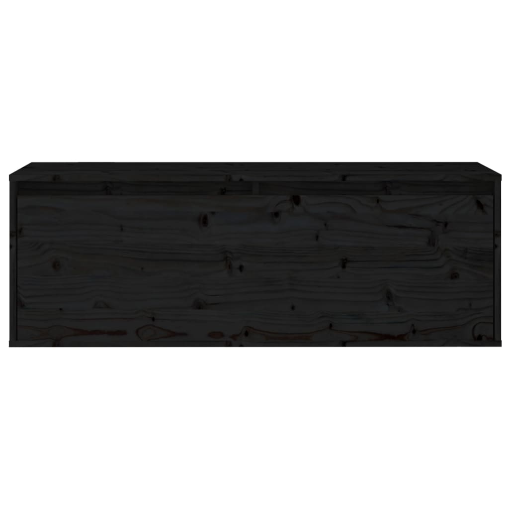 vidaXL Stenska omarica črna 100x30x35 cm trdna borovina