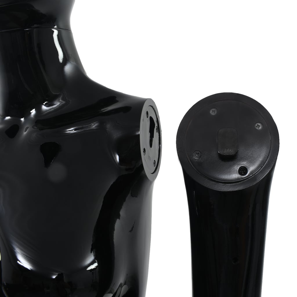 vidaXL Celotna ženska izložbena lutka s stekleno osnovo črna 175 cm