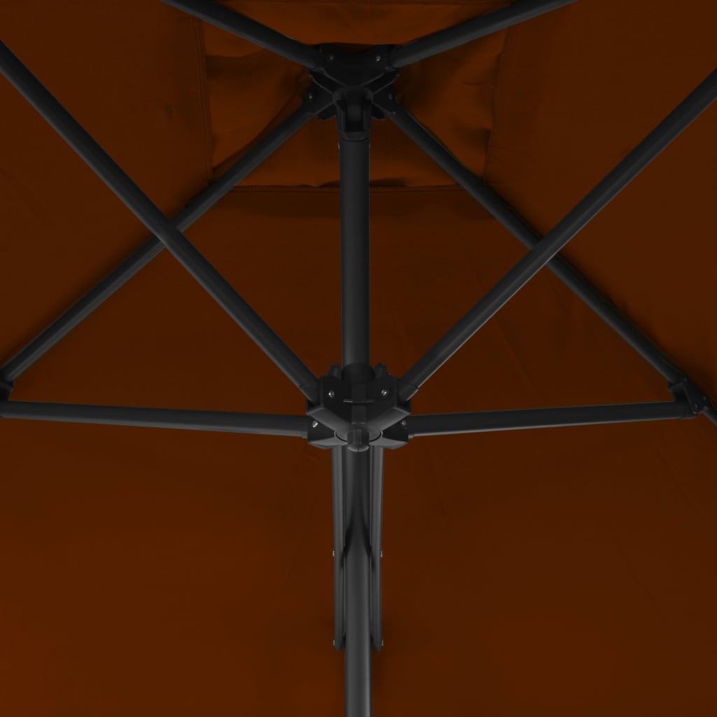 vidaXL Zunanji senčnik z jeklenim drogom terakota 300x230 cm