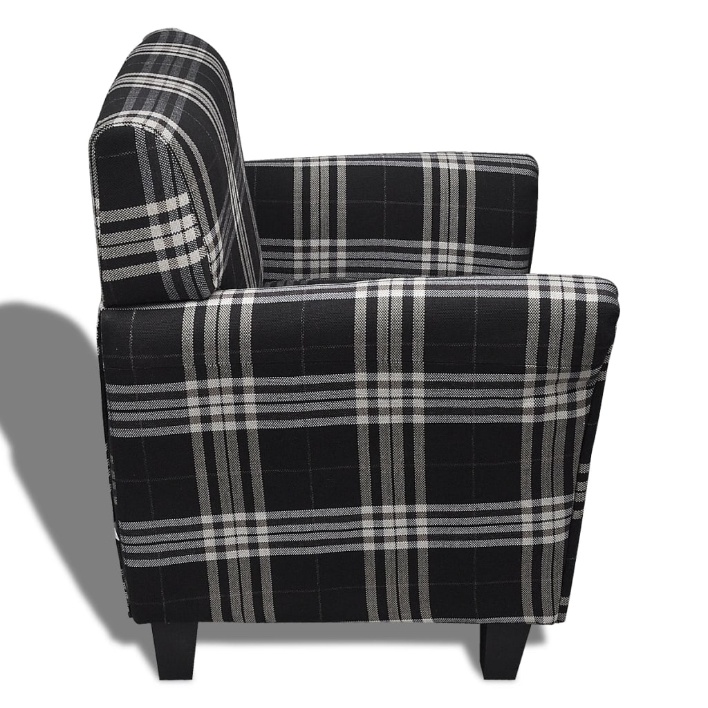 vidaXL Fotelj z blazino črno blago