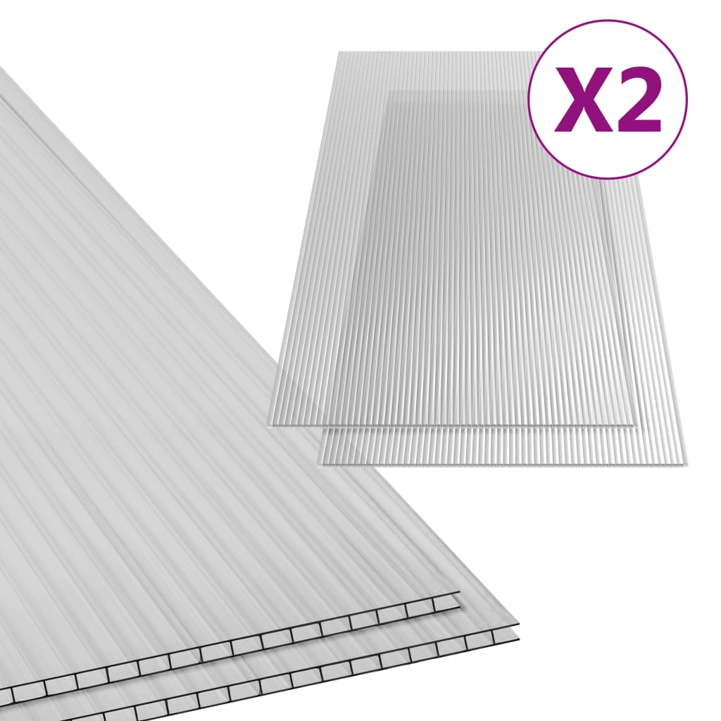 vidaXL Polikarbonatne plošče 2 kosa 4,5 mm 150x65 cm