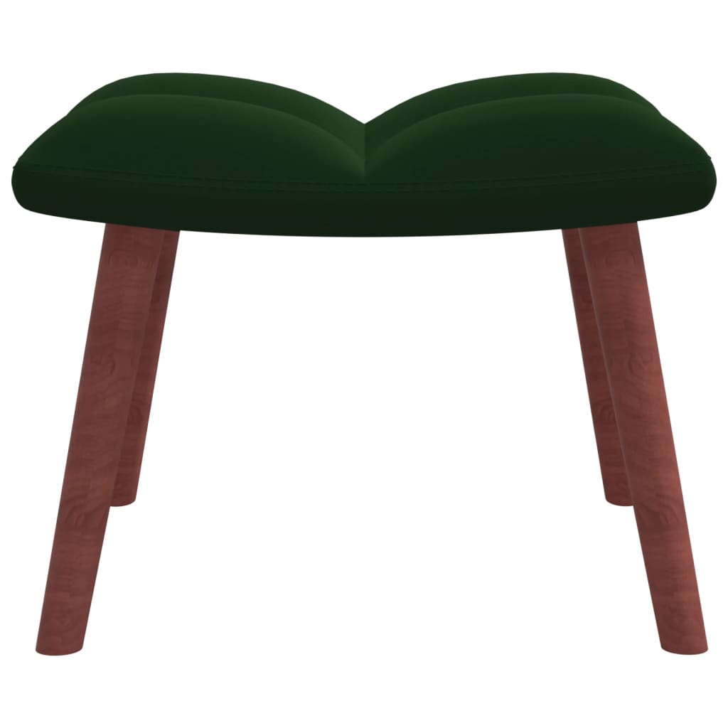 vidaXL Stol za sproščanje s stolčkom temno zelen žamet