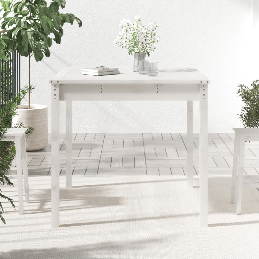 vidaXL Vrtna miza bela 82,5x82,5x76 cm trdna borovina