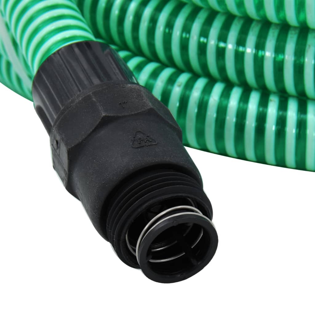 vidaXL Sesalna cev s PVC priključki zelena 1" 4 m PVC
