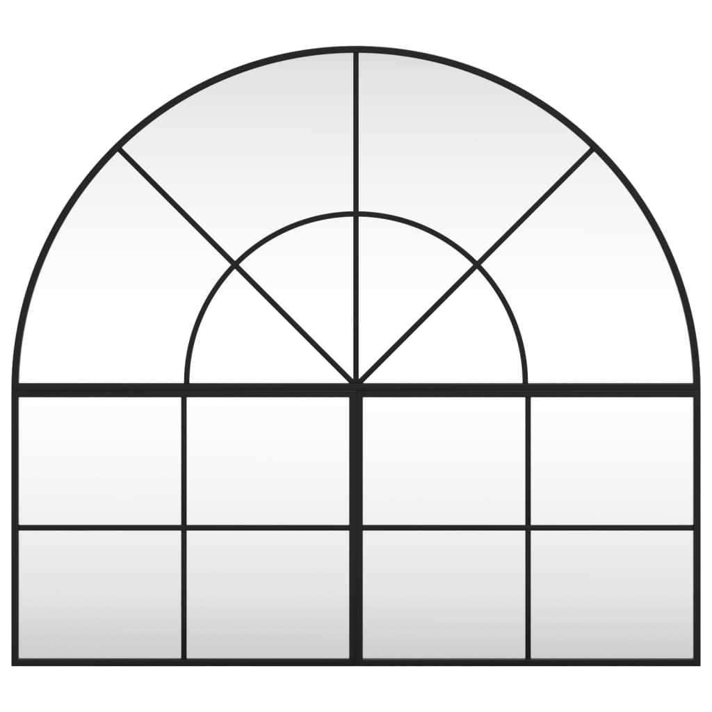 vidaXL Stensko ogledalo črno 100x90 cm obokano železo
