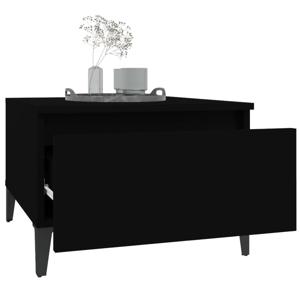vidaXL Stranska mizica črna 50x46x35 cm inženirski les