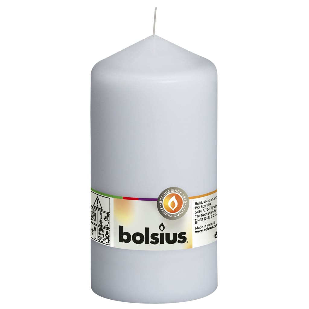 Bolsius Stebričaste sveče 8 kosov 150x78 mm bele