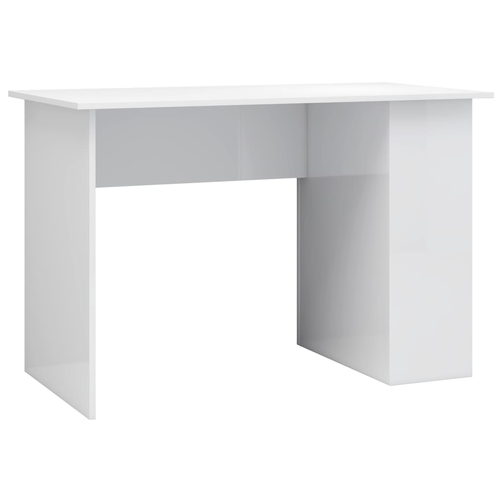 vidaXL Pisalna miza visok sijaj bela 110x60x73 cm iverna plošča