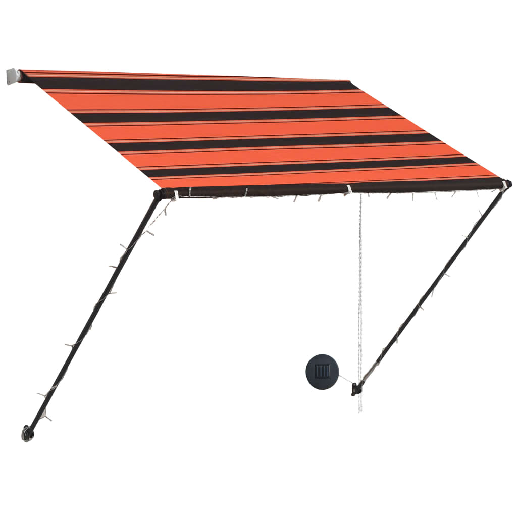 vidaXL Zložljiva tenda z LED lučmi 200x150 cm oranžna in rjava