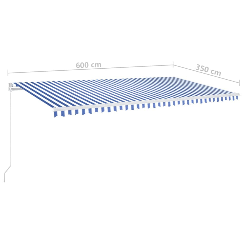 vidaXL Ročno zložljiva tenda 600x350 cm modra in bela