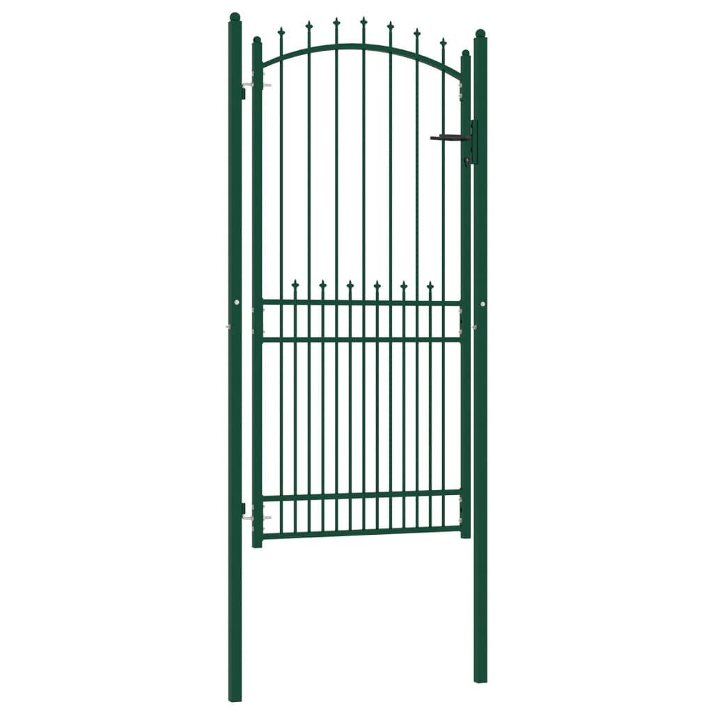 vidaXL Vrata za ograjo s konicami jeklo 100x200 cm zelena