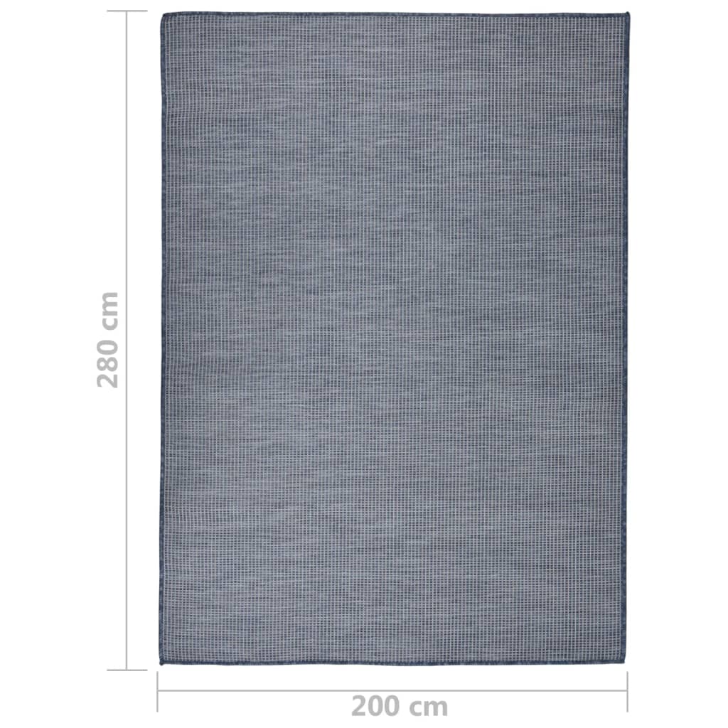 vidaXL Zunanja preproga ploščato tkanje 200x280 cm modra