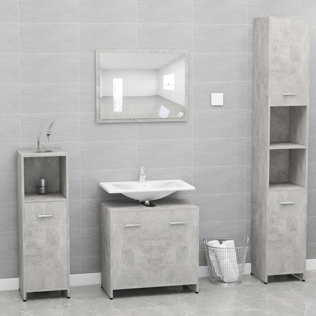 vidaXL Komplet kopalniškega pohištva betonsko siv inženirski les