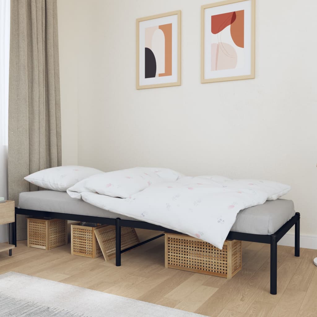 vidaXL Kovinski posteljni okvir črn 90x190 cm