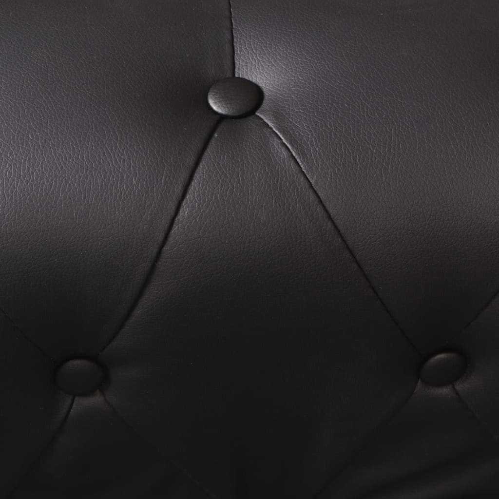 vidaXL Chesterfield kotna sedežna garnitura umetno usnje črna