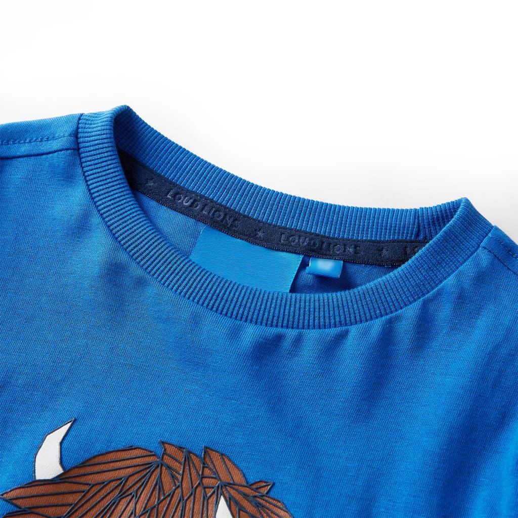 Otroška majica z dolgimi rokavi kobalt modra 92