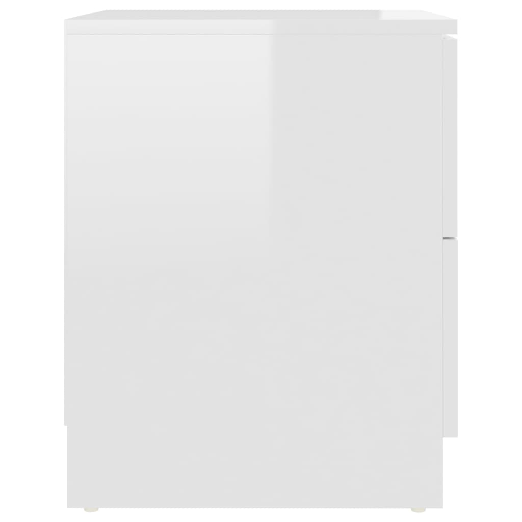 vidaXL Nočna omarica visok sijaj bela 40x40x50 cm iverna plošča