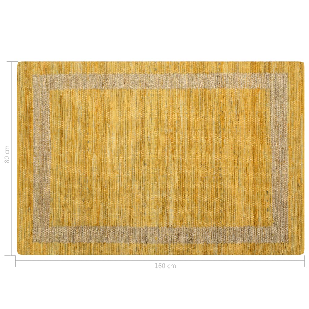 vidaXL Preproga iz jute ročno izdelana rumena 80x160 cm