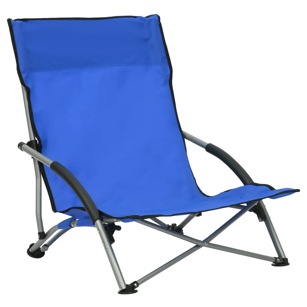 vidaXL Zložljivi stoli za na plažo 2 kosa modro blago