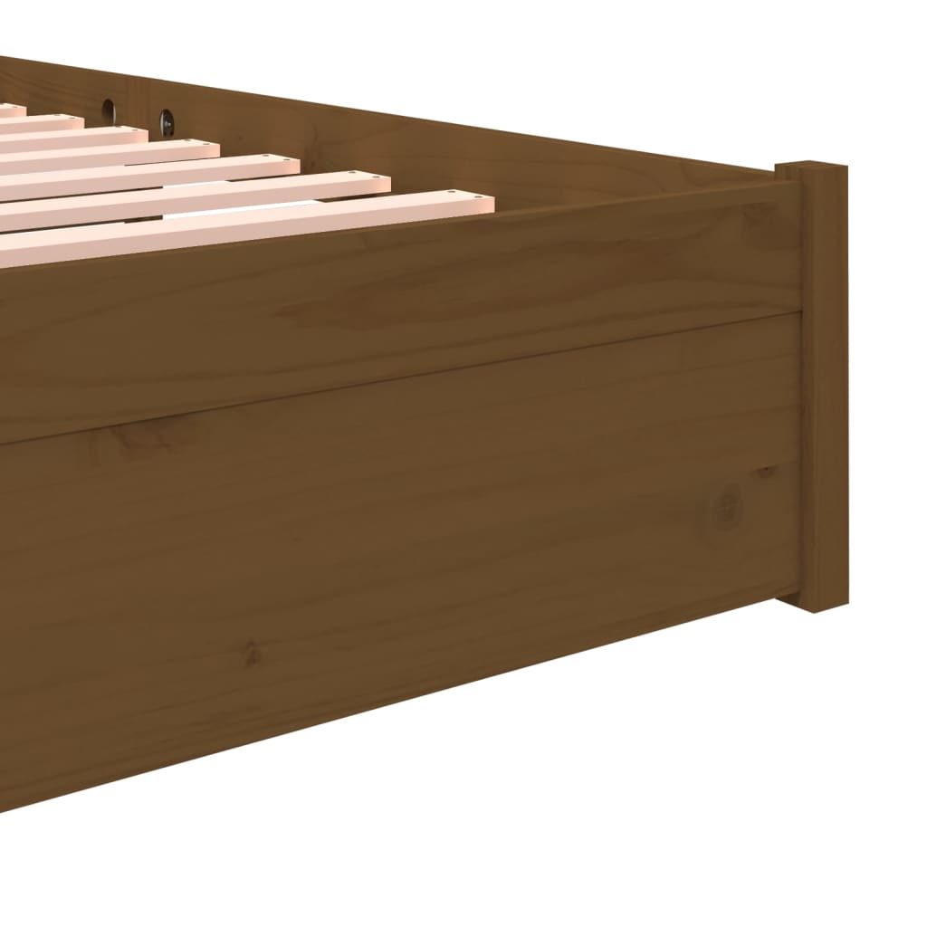 vidaXL Posteljni okvir medeno rjav iz trdnega lesa 135x190 cm