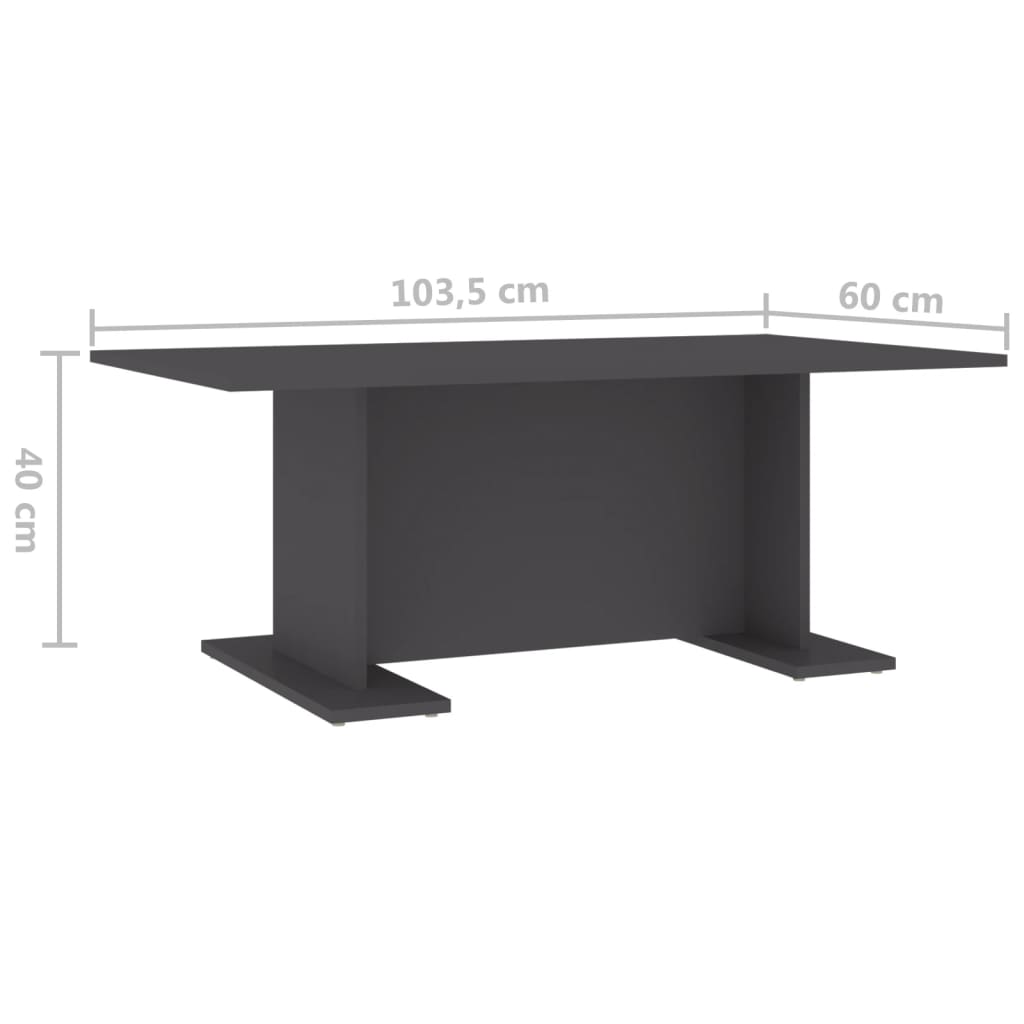 vidaXL Klubska mizica siva 103,5x60x40 cm iverna plošča