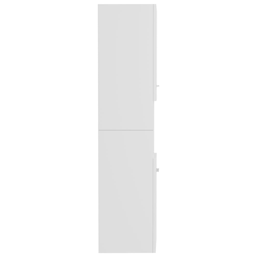 vidaXL Kopalniška omarica visok sijaj bela 30x30x130 cm iverna plošča