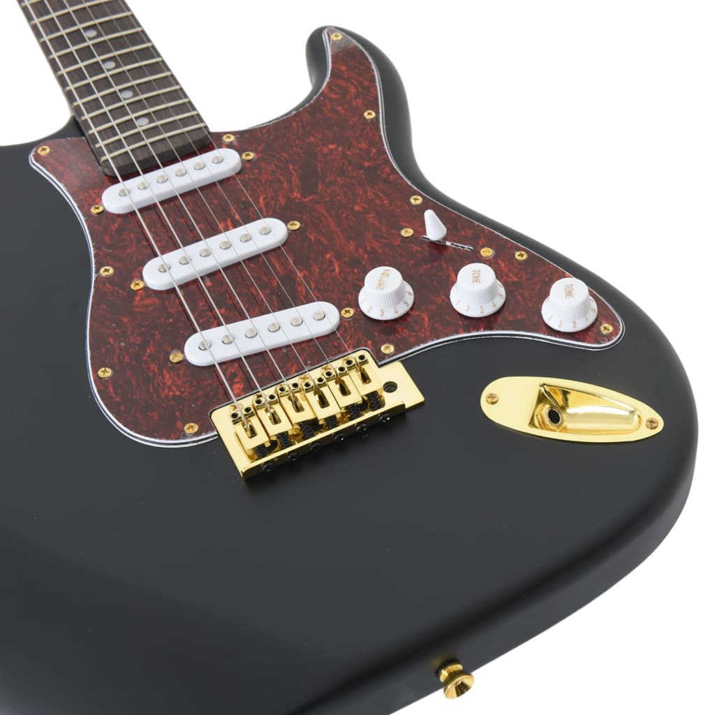 vidaXL Električna kitara za začetnike s torbo črna in zlata 4/4 39"