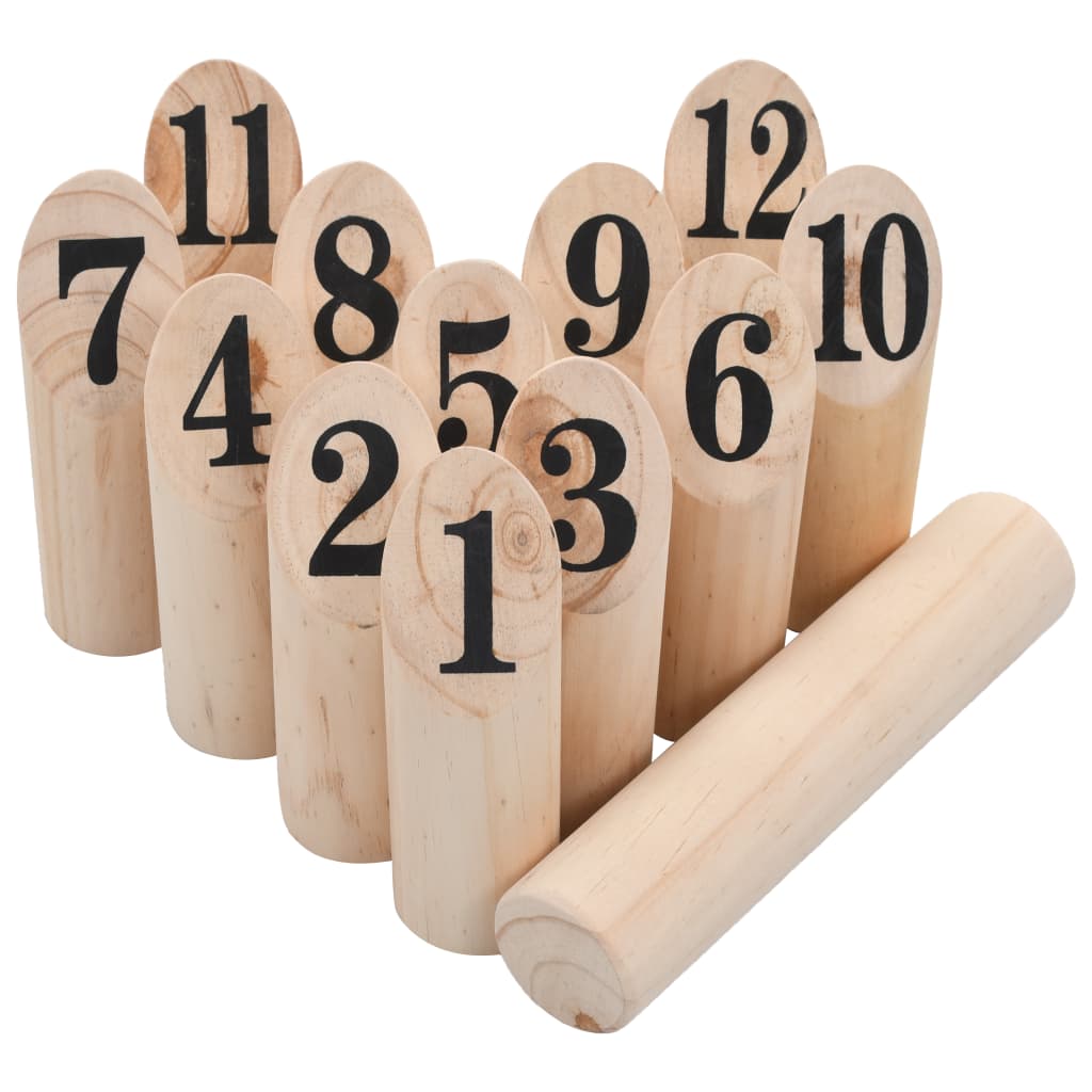 vidaXL Igra Kubb s številkami komplet iz lesa
