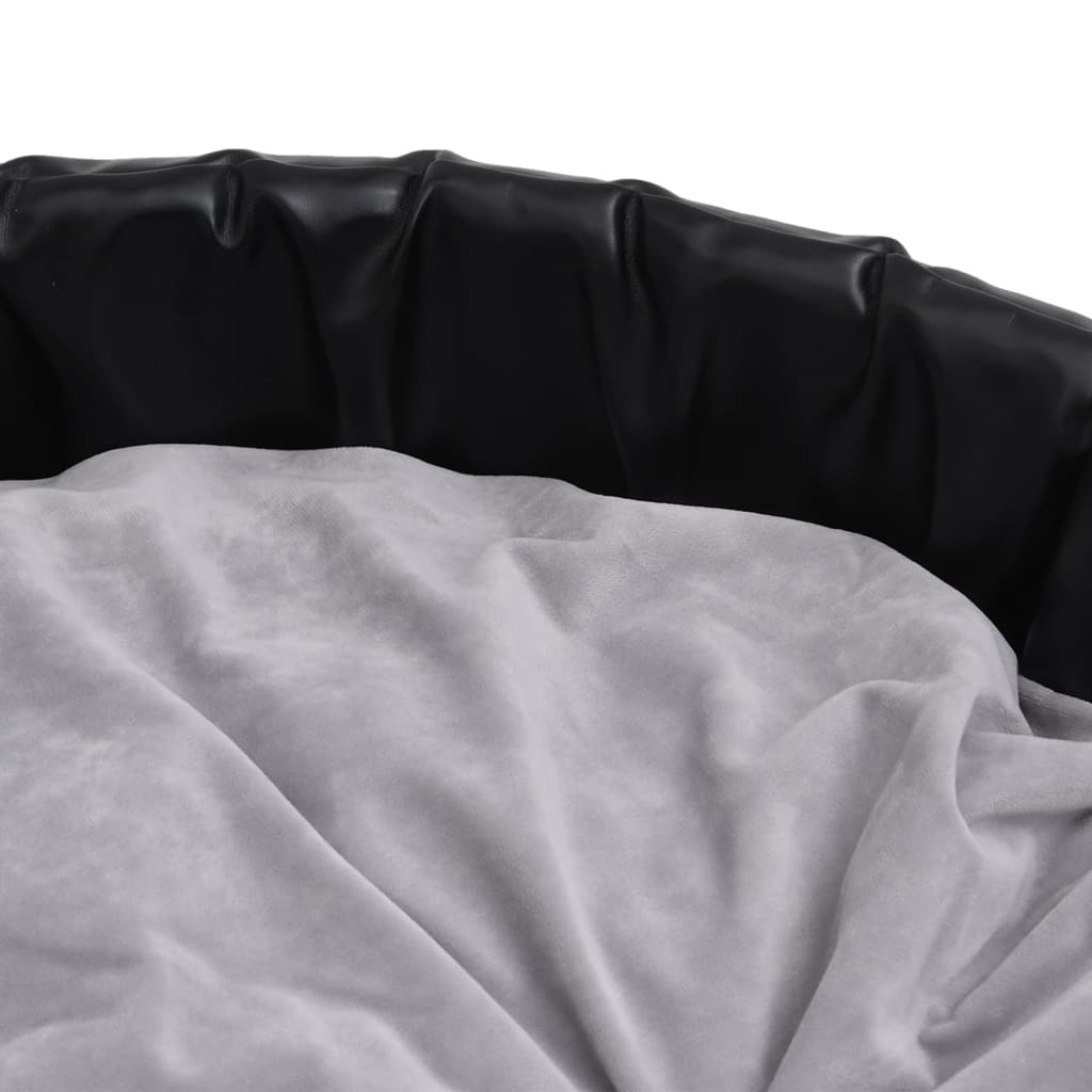 vidaXL Pasja postelja črna in siva 99x89x21 cm pliš in umetno usnje
