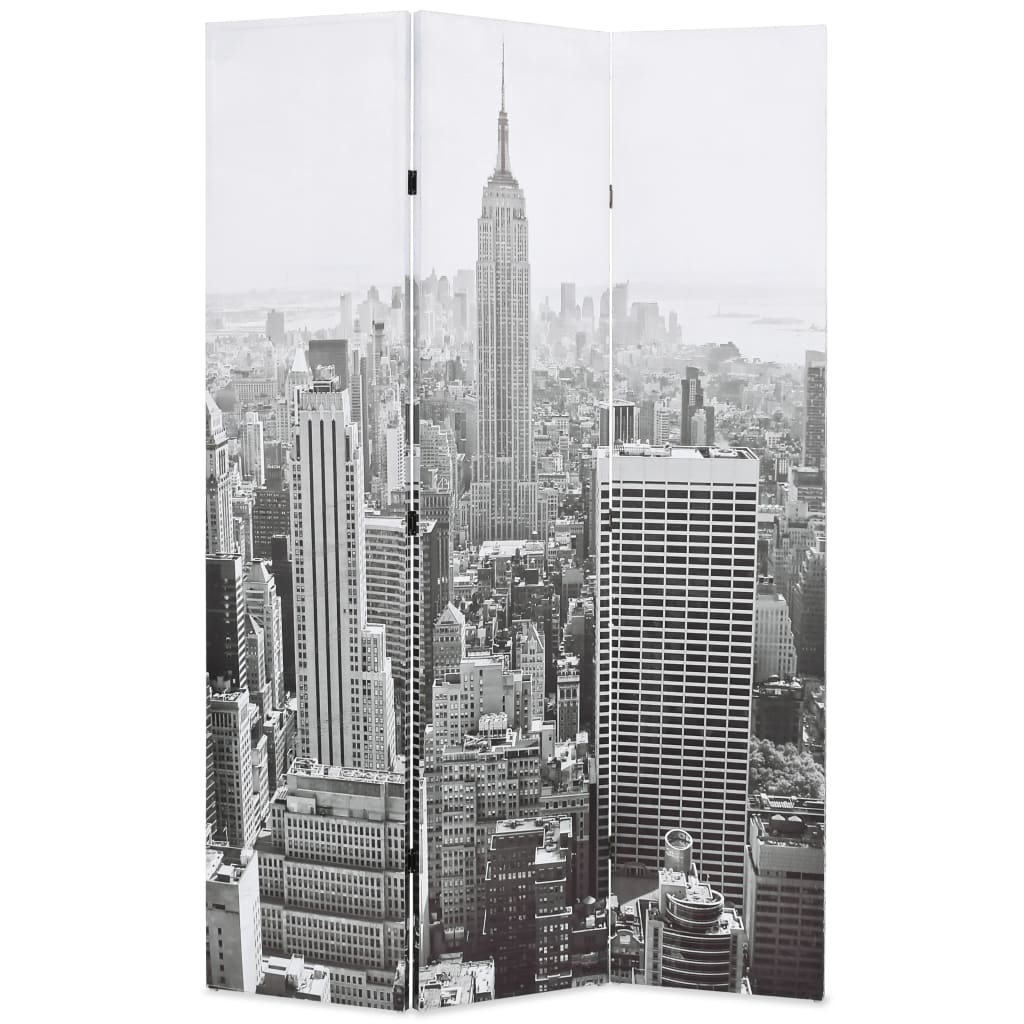 vidaXL Zložljiv paravan 120x170 cm New York podnevi črn in bel