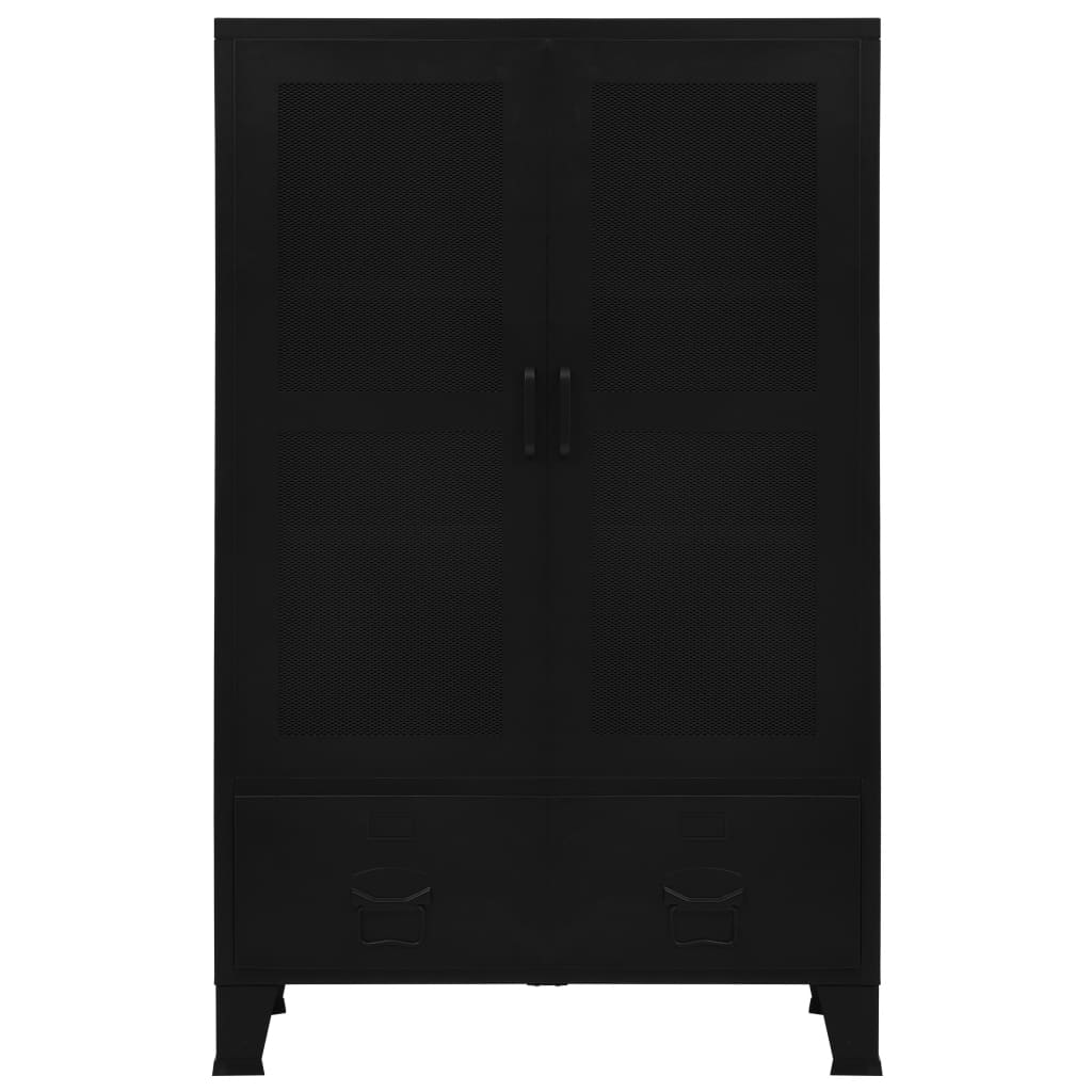 vidaXL Pisarniška omara z vrati industrijska črna 75x40x120 cm