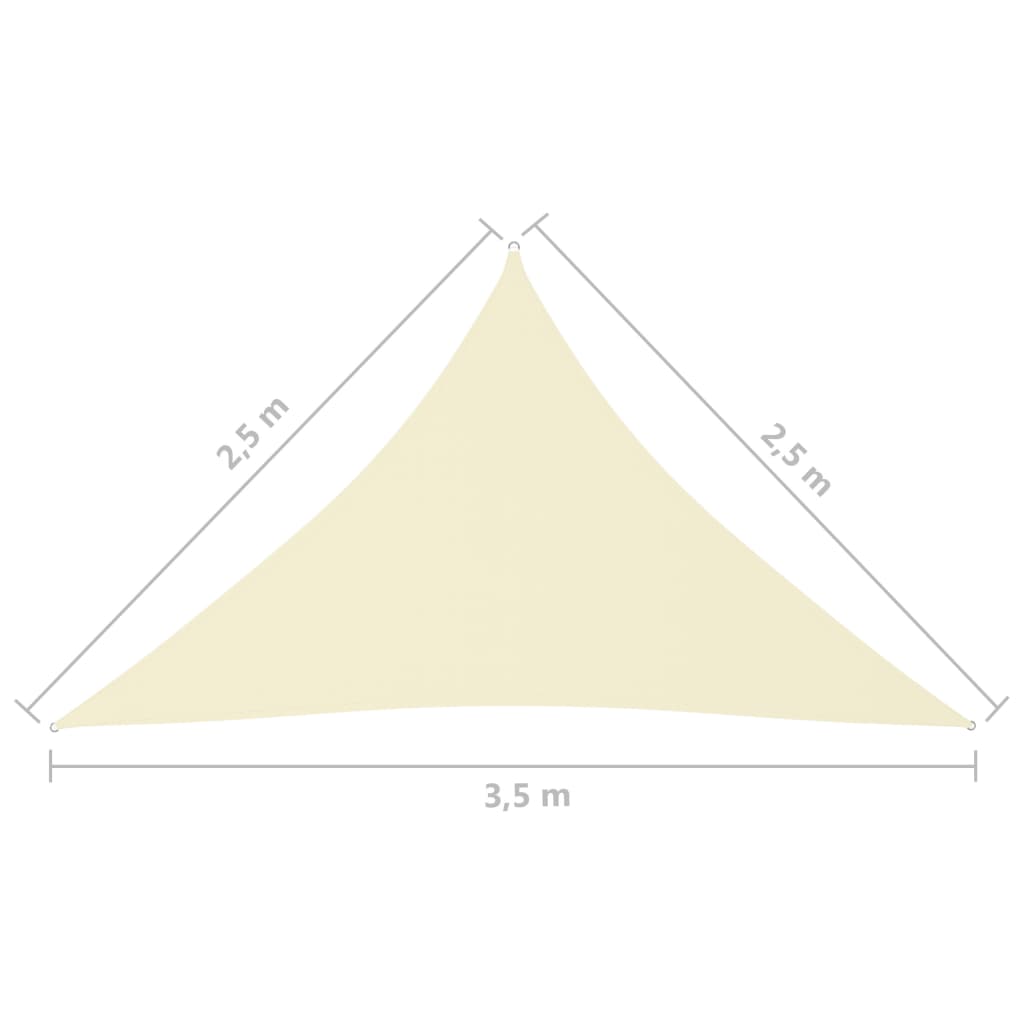 vidaXL Senčno jadro oksford blago trikotno 2,5x2,5x3,5 m krem