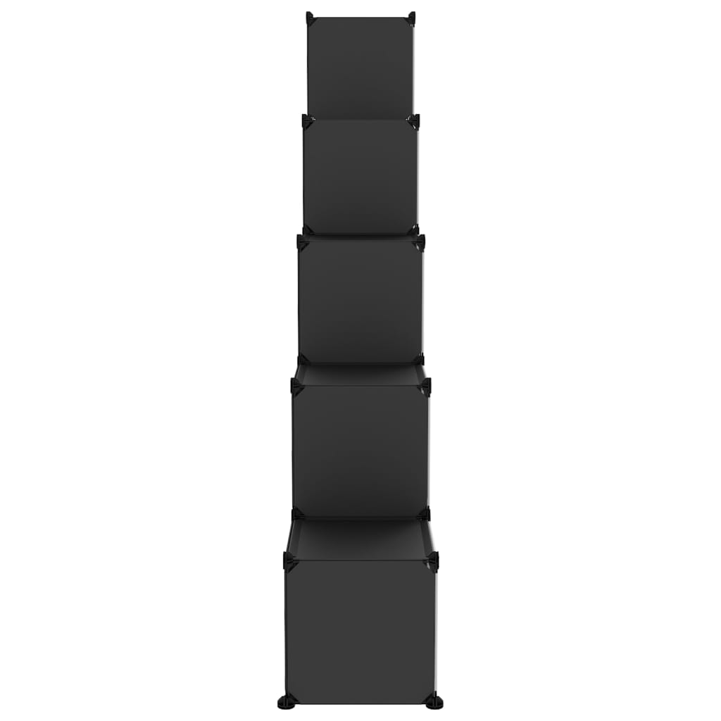 vidaXL Kockasta omarica za shranjevanje s 15 kockami in vrati črn PP