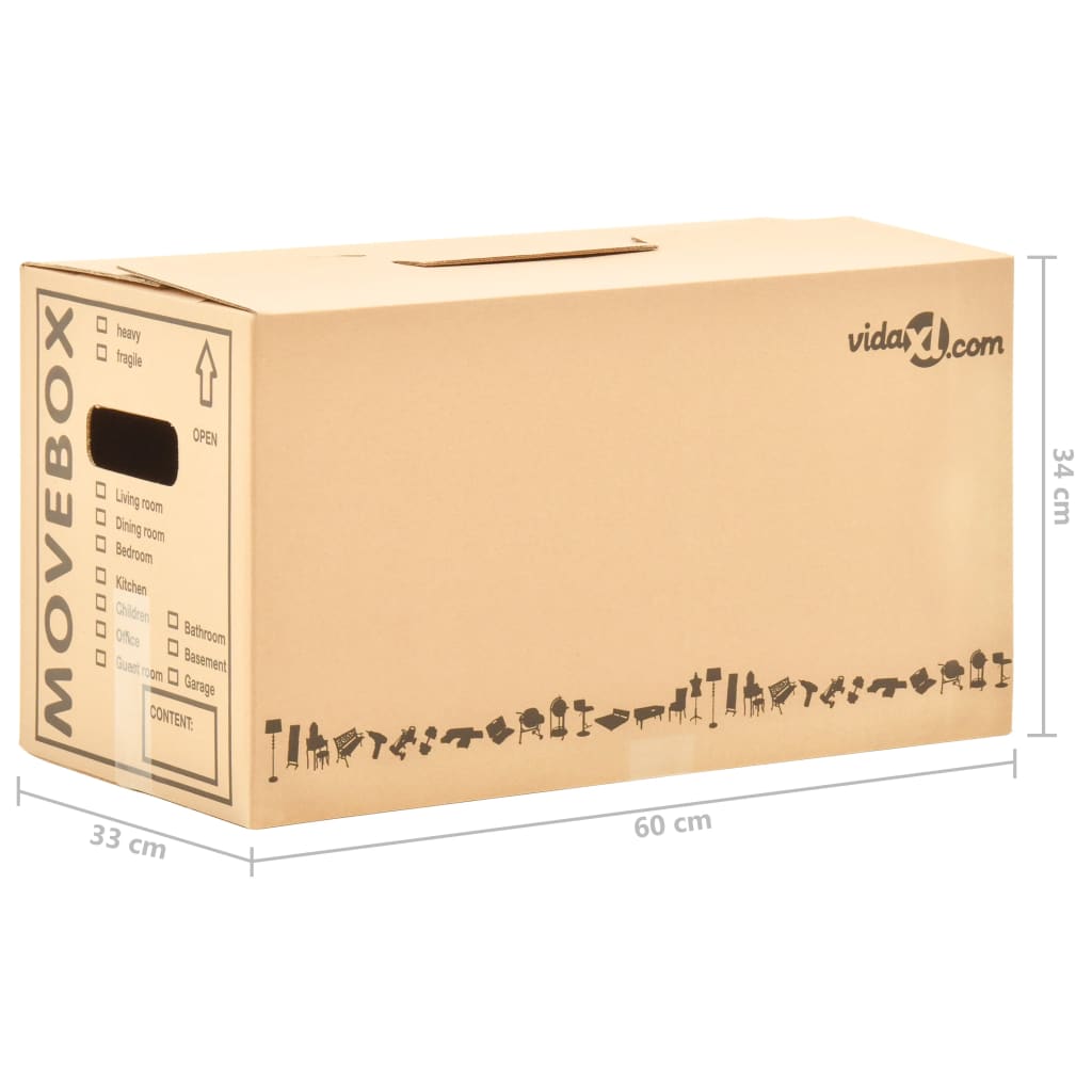 vidaXL Kartonske škatle XXL 100 kosov 60x33x34 cm