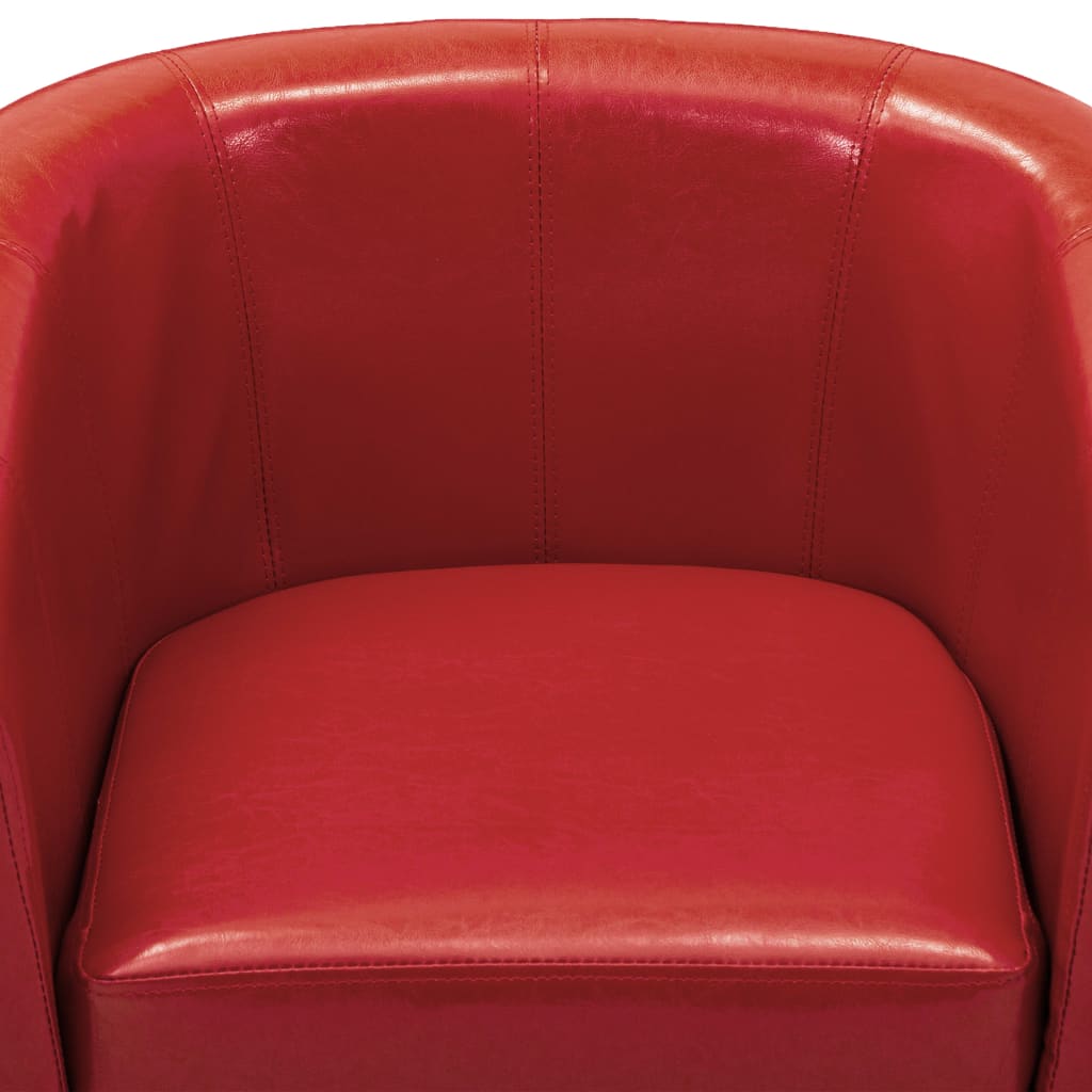 vidaXL Tubast stol s stolčkom za noge iz rdečega umetnega usnja
