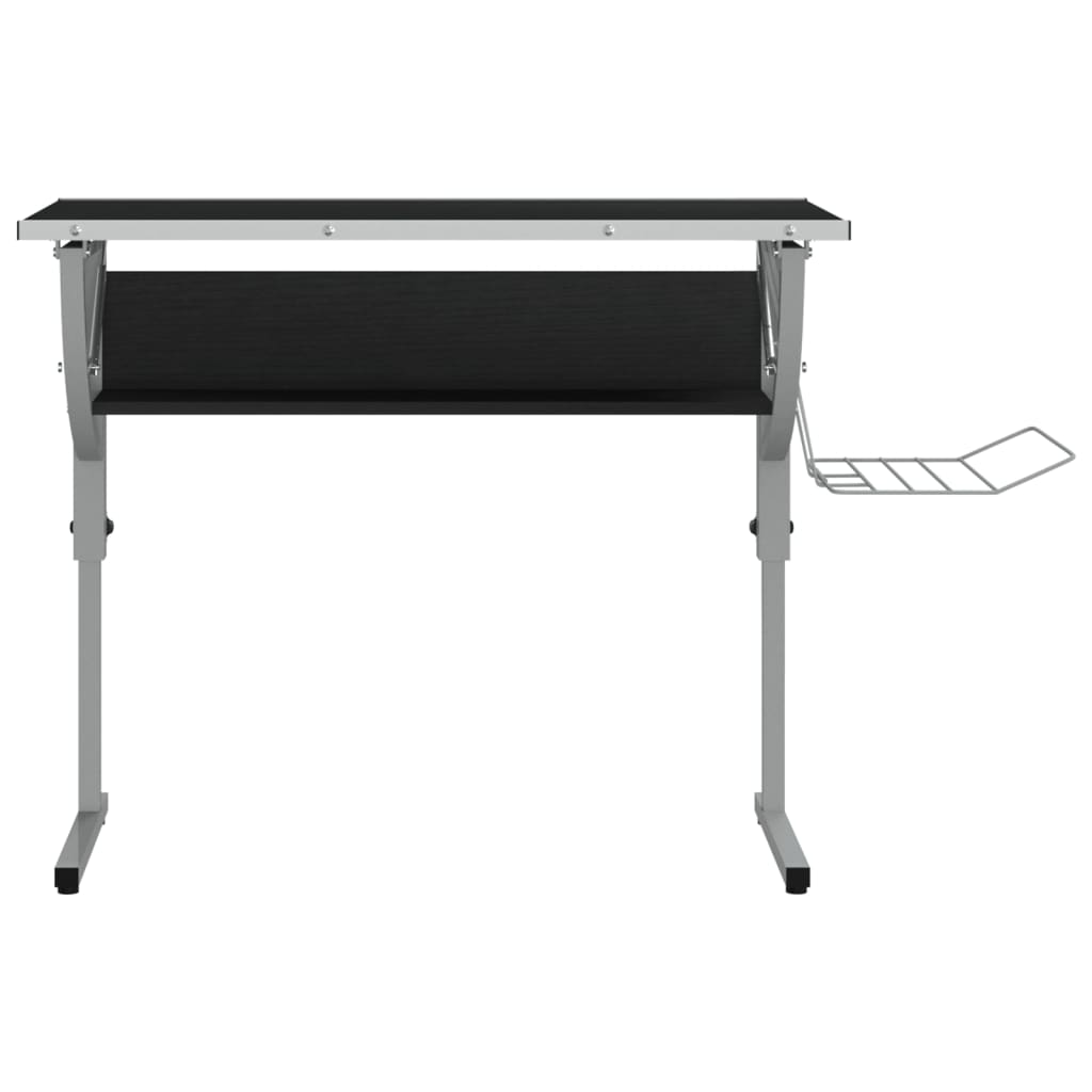 vidaXL Delovna miza črna in siva 110x53x(58-87) cm inžen. les in jeklo