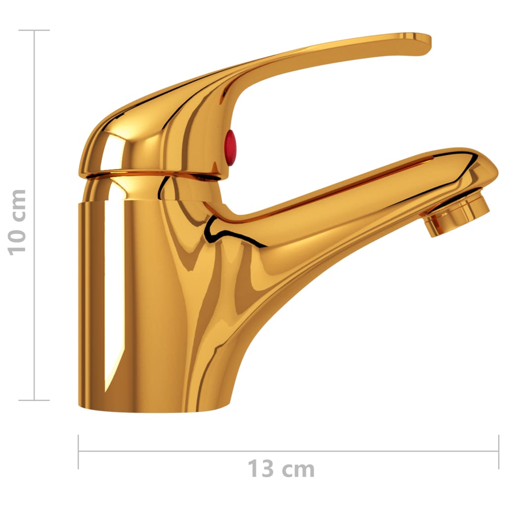vidaXL Mešalna armatura za umivalnik zlata 13x10 cm