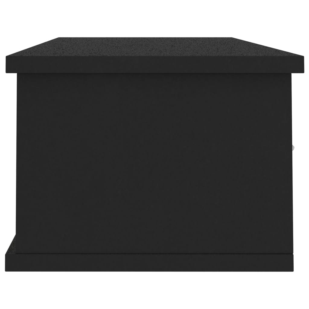 vidaXL Stenska polica s predali črna 88x26x18,5 cm iverna plošča