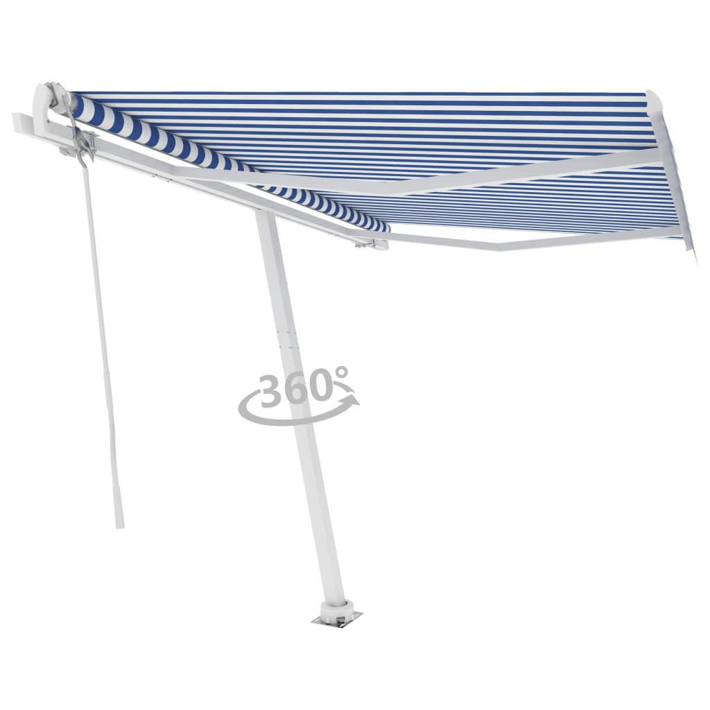 vidaXL Prostostoječa avtomatska tenda 350x250 cm modra/bela