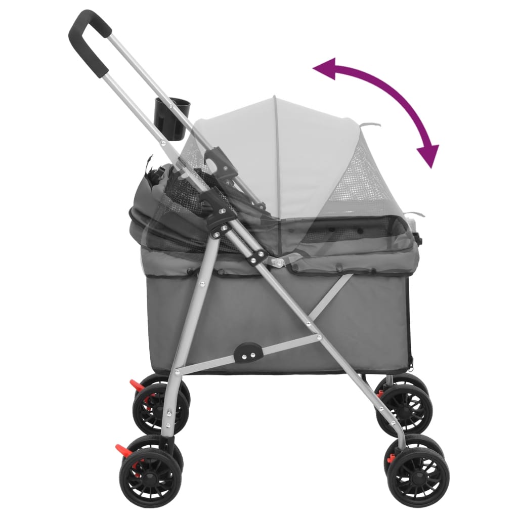 vidaXL Zložljiv pasji voziček siv 76x50x100 cm Oxford blago