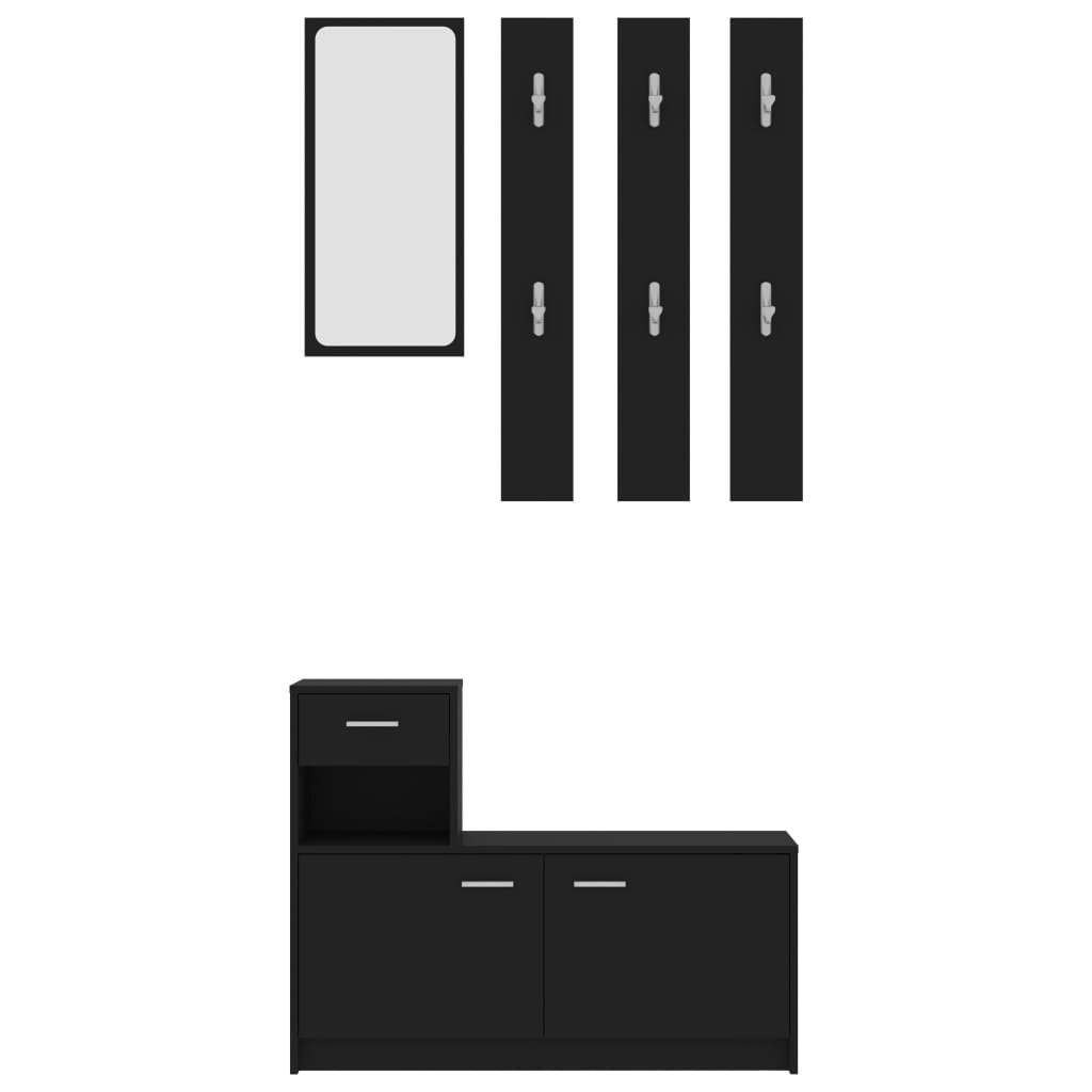 vidaXL Enota za hodnik črna 100x25x76,5 cm iverna plošča